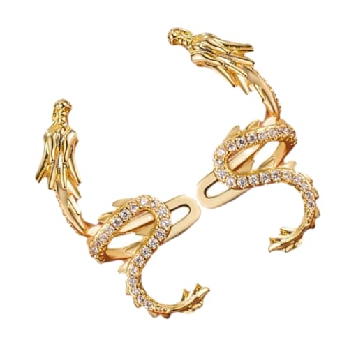 PartyKindom Drachen Ohrclip Ohrringe für Frauen Modisch Glänzend mit Strass nicht Durchbohrt Langlebig Komfortabel Ohrklipser von PartyKindom