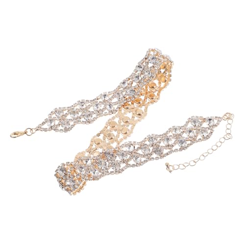 PartyKindom Einstellbare Halskette mit Funkelnden Strasssteinen Modisches für Damen Verstellbare Kettenlänge Stilvolles Schmuckaccessoire für Alltag und Besondere Anlässe Goldfarben von PartyKindom