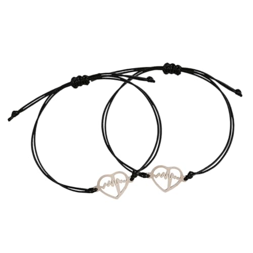 PartyKindom Einstellbares Edelstahl armband mit Puls Motiv Geflochtenes Seilarmband für Damen Langlebig und Farbbeständig Modisches Accessoire für Alltag und Freundschaft von PartyKindom