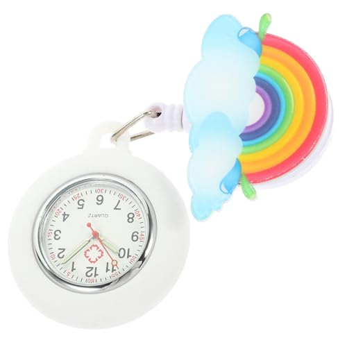 PartyKindom Regenbogen Krankenschwesteruhr Mit Silikonhülle Einziehbare Badge-Uhr Großes Zifferblatt Tragbar Für Frauen Mädchen von PartyKindom