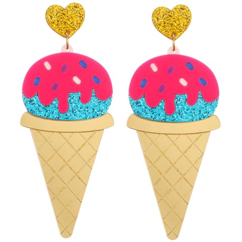 PartyKindom Eiscreme Ohrringe für Frauen Kreative Baumelnde Ohrringe Eiscreme Design für Trendige Mädchen und Partys Hochwertigem Harz Gefertigt Hypoallergen und Langlebig von PartyKindom