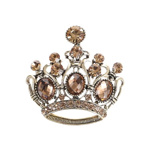 PartyKindom Elegante Damen Brosche Krone aus Legiertem Material mit Strasssteinen Leicht und Sicher als Modisches Accessoire für Kleidung Schals und Hüte Retrofarbene Anstecknadel für Damen von PartyKindom