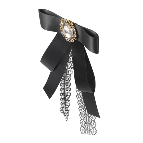 PartyKindom Elegante Damen brosche mit Schleifen anstecker Strass und Perlen Ovaler Glas stein kragenbrosche Modische Schmuckaccessoire für Anzug Bluse Kleid Vielseitig Tragbar Geschenk von PartyKindom