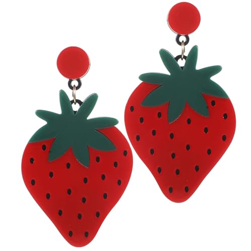 PartyKindom Elegante Erdbeer ohrstecker Damen Ohrschmuck Legierung Tropfenform Modisch Vielseitig Für Alltag Party Hochzeit von PartyKindom