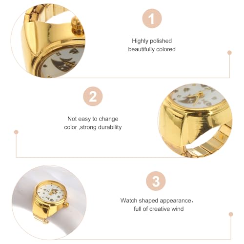 PartyKindom Elegante Fingeruhr Ringdesign Goldfarbene Katzenform Schmuck für Damen Mädchen Modische Kleine Uhr als Praktisches Accessoire und Geschenk von PartyKindom
