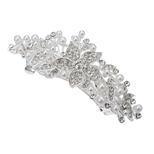 PartyKindom Elegante Perlen Haarspange mit Strassblumen Stabiler Haarschmuck für Hochzeit Party Alltag Geeignet für Dickes Haar Modischer Damen Haarklammer Schmuck von PartyKindom