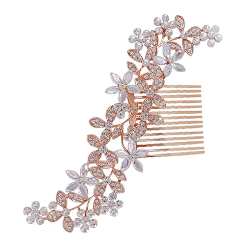 PartyKindom Eleganter Braut Haarkamm mit Kristallblumen Sicherer Vielseitig Tragbar für Hochzeit Romantischer Haarschmuck Leichter Brautschmuck für Damen von PartyKindom