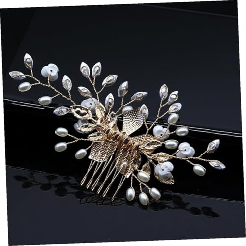 PartyKindom Eleganter Braut Haarkamm mit Ovalen Strasssteinen Perlen und Blüten Goldfarbener Haarschmuck für Frauen Verstellbarer Hochzeitsschmuck Stilvoller Kopfschmuck für Festliche Anlässe von PartyKindom