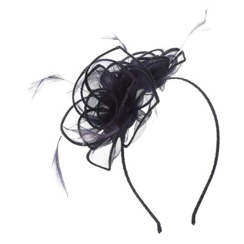 PartyKindom Eleganter Damen Fascinator mit Doppelter Blüte und Netzstoff Handgefertigtes Haarschmuck Stirnband für Hochzeiten Königliche Anlässe und Tea Partys Stilvoller Haarschmuck für von PartyKindom