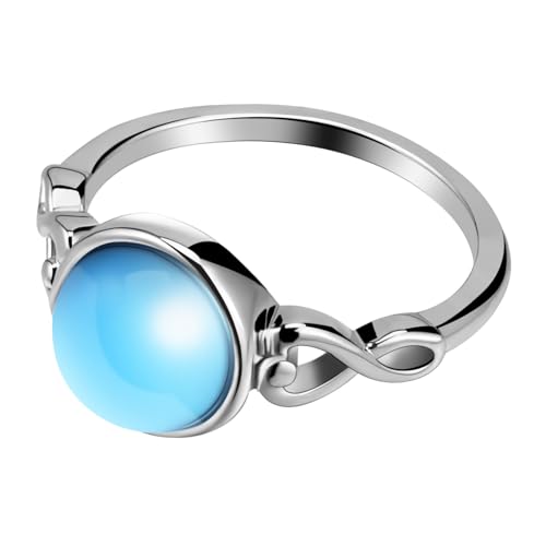 PartyKindom Eleganter Damenring Us Meerblaues Glas Minimalistisches Design Feiner Statement-bandring Vielseitig für Hochzeit Verlobung und Alltag Geeignet von PartyKindom
