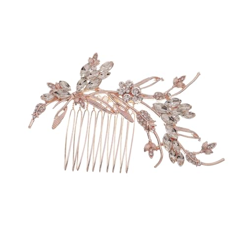 PartyKindom Eleganter Haarkamm Aus Legierung Mit Kristallen Für Frauen Haarschmuck Für Hochzeiten Haarspange Mit Blumen Design Für Brautjungfern Und Festlichkeiten in Roségold von PartyKindom