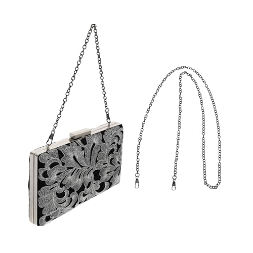 PartyKindom Embroidered Klassische Handtasche Damen Clutch Bag Handheld Tasche Silber Kette Abendtasche Kompakt Langlebig für Dinner Party Geburtstagsfeier von PartyKindom
