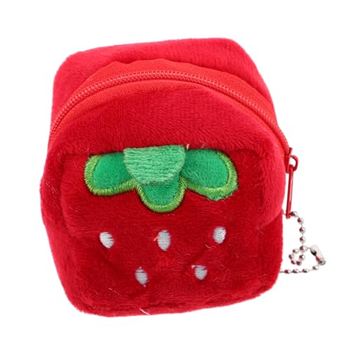 PartyKindom Erdbeerbeutel Für Mädchen Süße Plüschmünztasche Kleiner Geldbeutel Mit Anhänger Kawaii-Accessoire Geformter Obstbeutel Für Frauen von PartyKindom