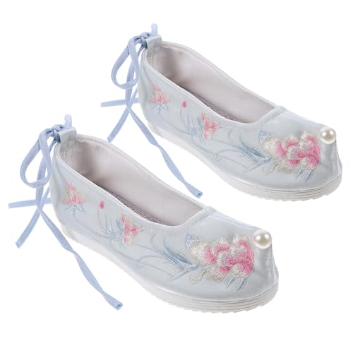 PartyKindom Ethnische Bestickte Stoffschuhe mit Keilabsatz Retro Hanfu Stil Atmungsaktiv Leicht Modisch für Damen Frühling Sommer Innerer Absatz Hellblau PartyKindom Ethnische Bestickte Stoffschuhe mit Keilabsatz Retro Hanfu Stil Atmungsaktiv Leicht Modisch für Damen Frühling Sommer Innerer Absatz Hellblau von PartyKindom