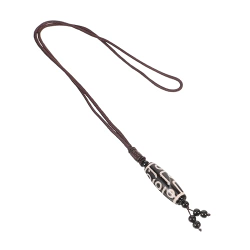 PartyKindom Ethnische Tibetische Halskette Damen Glücksanhänger mit Neun Augen Dzi Perle Schwarzer Agat Amulett Schmuck Vielseitig für Alltag und Besondere Anlässe von PartyKindom