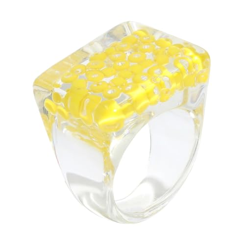 PartyKindom Extravaganter Acrylring mit Eingelegten Perlen Damen Schmuck Kreativer Resin Ring Modisches Accessoire Hautfreundlich Vielseitig für Alltag und Festtage Geeignet von PartyKindom