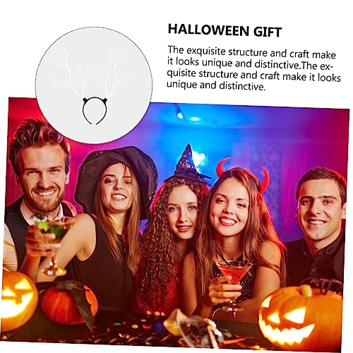 PartyKindom Extravaganter Hexen Haarreif Weiß Kreativer Haar Accessoire mit Dunklem Stil Leichtes Cosplay Stirnband für Halloween Party Modischer Haarschmuck für Damen Auffälliges Gothic Horn von PartyKindom