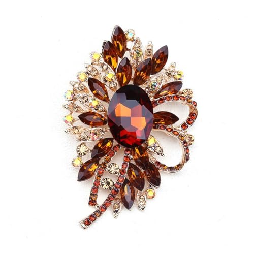 PartyKindom Farbenfrohe Kristallglas Brosche mit Funkelnden Strasssteinen Dekorativer Anstecker für Kleidung Taschen und Schals Modische Accessoires in Gelb für Damen von PartyKindom