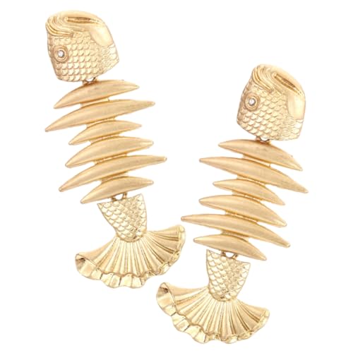 PartyKindom Fish Bone Ohrstecker Damen Ohrringe Kreatives Design Legierter Schmuck Ohraccessoires Goldfarben Langlebig und Elegant Zufällige Farbe Zufällige Farbe von PartyKindom