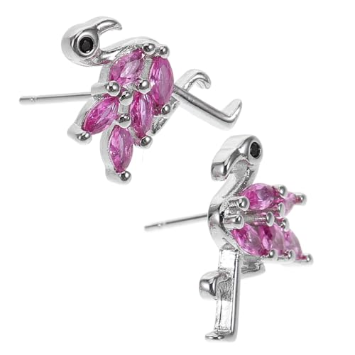 PartyKindom Flamingo Ohrstecker Damen mit Funkelnden Zirkonia Kupferbeschichtet Niedliche Halloween Ohrringe für Mädchen Kawaii Tier Ohrschmuck für Teenager und Valentinstag von PartyKindom