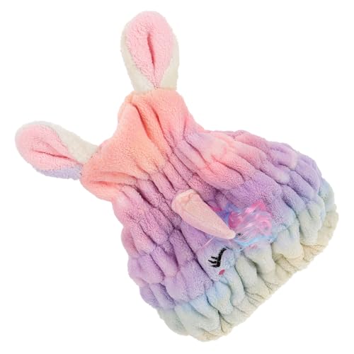 PartyKindom Fleece Haartuch Einhorn Haartrockner Mütze Weich Saugfähig Wiederverwendbar Damen Für Duschen Haare Trocknen Passend Für Haartypen von PartyKindom