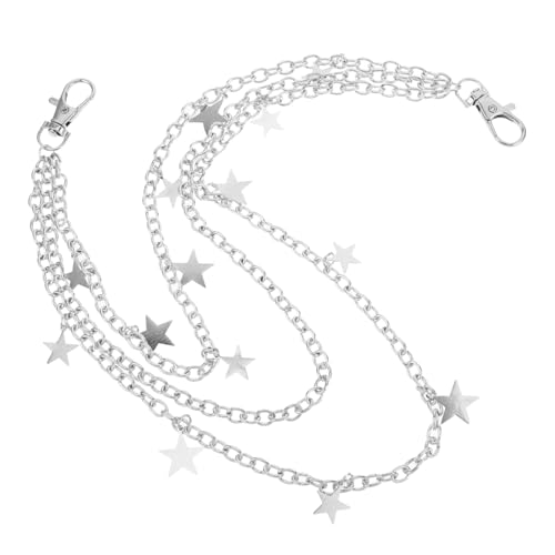 PartyKindom Fünfzackige Stern Taillenkette Herren Hosenkette Jeans Hosenkette Hip Hop Hosenkette Unisex Hosenkette Stern Punk Taschenkette Punk Mehrschichtkette Metall Silber von PartyKindom