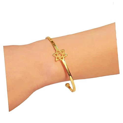 PartyKindom Fünfzackiger Stern Armband Damen Elegantes Offenes Handkettchen Gold Kreativer Schmuck für Besondere Anlässe Perfektes für Freundinnen und Schickes Accessoire von PartyKindom