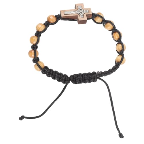 PartyKindom Gebetsperlen Armband Holz Einstellbar für Herren Damen Dekorative Rosenkranz Handschmuck mit Anhänger Perfektes für Religiöse PartyKindom Gebetsperlen Armband Holz Einstellbar für Herren Damen Dekorative Rosenkranz Handschmuck mit Anhänger Perfektes für Religiöse von PartyKindom