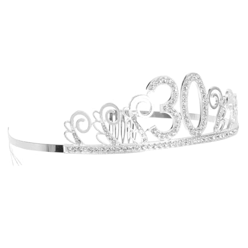 PartyKindom Geburtstag Tiara Krone mit Funkelnden Strasssteinen Silberne Geburtstagskrone für Damen Komfortabler Haarschmuck für Geburtstagsparty Langlebig und Stilvoll von PartyKindom