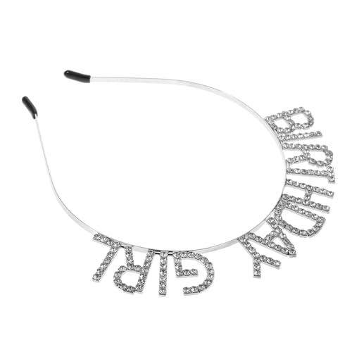 PartyKindom Geburtstags Haarreif mit Funkelnden Strasssteinen Silbernes Buchstaben Design Party Accessoire für Frauen und Mädchen Vielseitig für Geburtstagsfeiern und Besondere Anlässe von PartyKindom