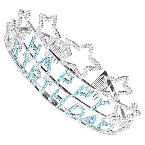 PartyKindom Geburtstagskranz Stirnband mit Funkelnden Strasssteinen Hautfreundlich und Langlebig Leichter Haarreif für Frauen und Mädchen Kopfschmuck für Geburtstagsfeiern von PartyKindom