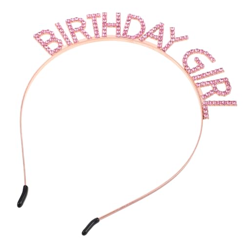 PartyKindom Geburtstagskrone für Mädchen Rosa Tiara mit Strasssteinen Prinzessin Stirnband Party Accessoire Vielseitiges Haarschmuck für Geburtstagsfeier Hochzeit und Festliche Anlässe von PartyKindom