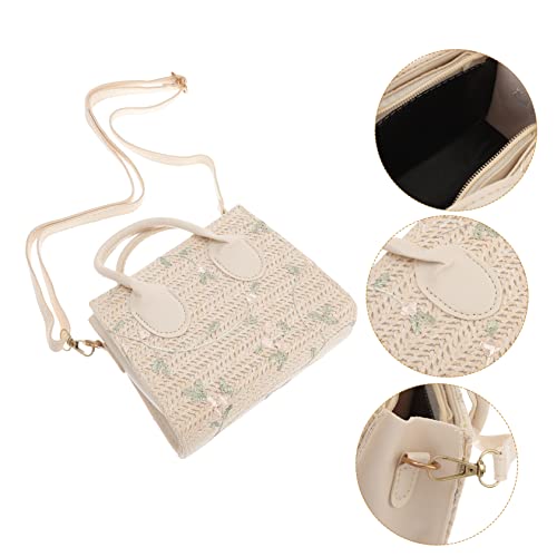 PartyKindom Stroh Strandtasche Handgewebt Damen Einkaufstasche Mit Schultergurt Leicht Tragbar Für Strand Picknick von PartyKindom
