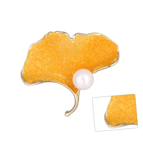 PartyKindom Ginkgo Perlen Brosche für Damen Hochwertigem Legierungsmaterial Stilvolle Anstecknadel Blattform für Hochzeiten Partys und Täglichen Gebrauch von PartyKindom