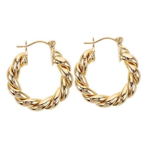 PartyKindom Goldene Damen Ohrstecker Gedrehte Form Modischer Schmuck für Partys Hochzeiten Abschlussfeiern Langlebig und Vielseitig Kombinierbar Trendige Ohrringe für Frauen Dekorativ und von PartyKindom