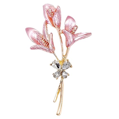 PartyKindom Goldene Lilien Brosche mit Strass Anstecknadel für Kleidung Schal Hut und Anzug Stabile Metallstruktur Eleganter Blumenschmuck für Damen Vielseitige Modeaccessoire von PartyKindom