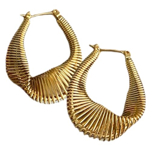 PartyKindom Goldene Statement Creolen Damen Minimalistisches Design Federleichte Ohrringe mit Sicherem Sitz Modischer Schmuck für Frauen Eleganter Look für Alltag und Events von PartyKindom