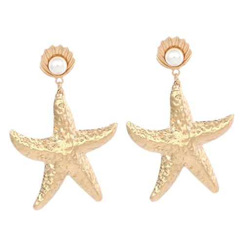PartyKindom Goldfarbene Statement Ohrringe Damen Muschel Design Leichte Legierung Strand und Meeresschmuck Ohrringe für Alltag und von PartyKindom