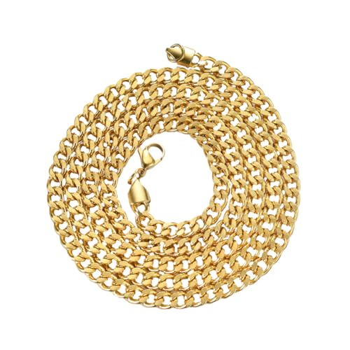 PartyKindom Goldvergoldete Herren Halskette Edelstahl Feine Kubanische Panzerkette Hip hop Schmuck Elegante Gliederkette für Musik Tanzliebhaber von PartyKindom