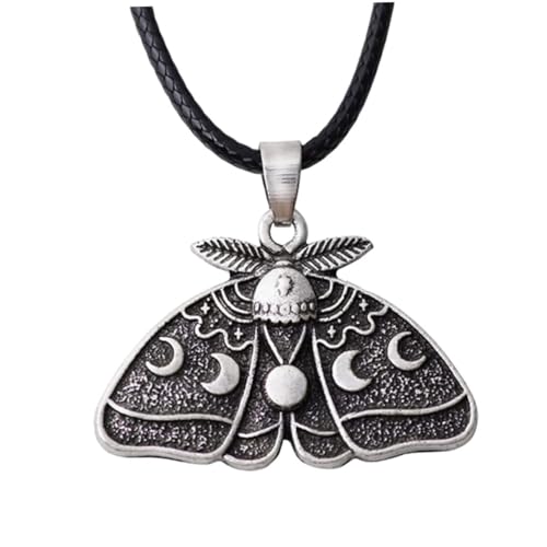 PartyKindom Gothic Alloy Anhänger Kette Motte Mondphasen Design Leichtes Schmuckstück für Damen und Herren Elegant und Hautfreundlich von PartyKindom