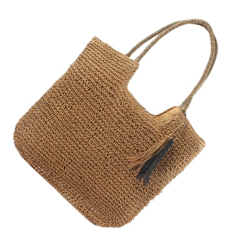 PartyKindom Große Damen Tote Bag Schultertasche aus Gewebtem Stroh Sommerliche Strandtasche mit Hoher Kapazität Vielseitige Handtasche für Reisen Alltag und Outdoor Picknick Robust und von PartyKindom