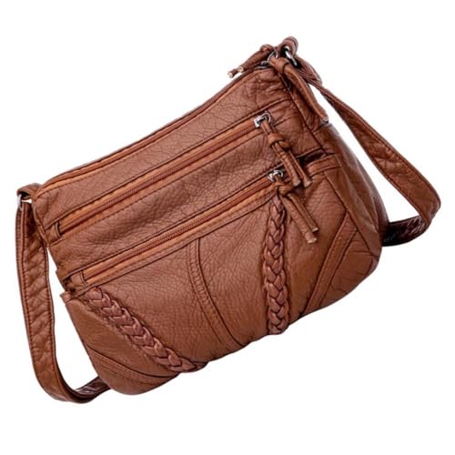PartyKindom Große Damen Umhängetasche aus Weichem Kunstleder Modische Crossbody Schultertasche mit Viel Stauraum Vielseitige Einzelschultertasche für Shopping Reisen und Alltag Braun von PartyKindom