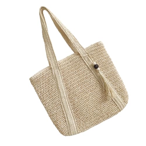 PartyKindom Große Geflochtene Strandtasche Damen Schultertasche Robust Leicht Vielseitig für Urlaub Alltag Einkaufen Geeignet von PartyKindom