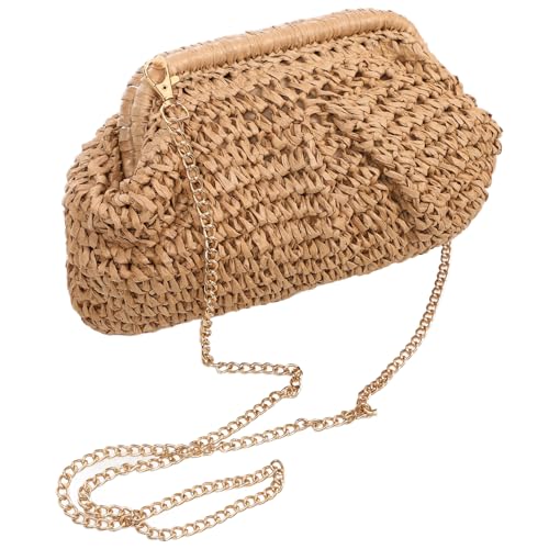 PartyKindom Große Geflochtene Umhängetasche Damen Schultertasche Leicht Vielseitig Strandtasche Handtasche Sommer Crossbody Bag Karikhi Farbe Langlebig Praktisch von PartyKindom