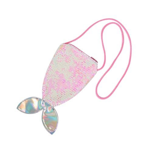 PartyKindom Große Meerjungfrau Pailletten Schultertasche mit Fischflossendesign Farbenfrohes Weiß Kreative Handtasche für Mädchen Tragbare Umhängetasche für Multifunktionale von PartyKindom