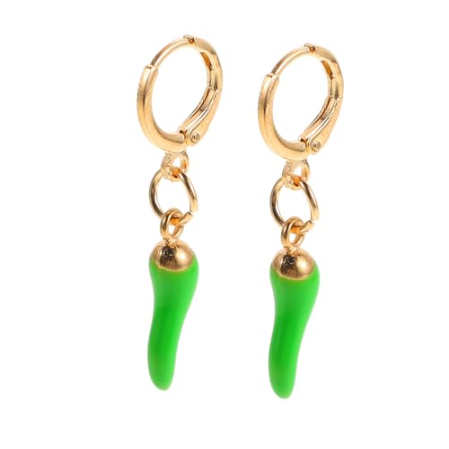 PartyKindom Grüne Chili-ohrringe Schmuck Ohrringe Italienischer Hornschmuck Chili-pfeffer-creolen Creolen Damen Schmuck Für Ohrpiercings Ohrschmuck Große Statement-ohrringe Legierung Grün von PartyKindom