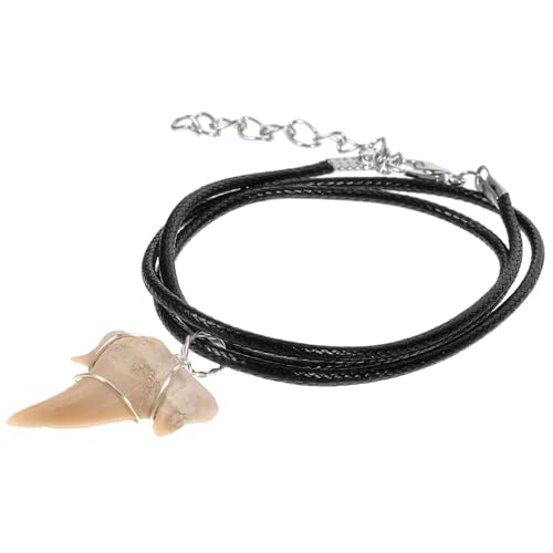 PartyKindom Haifischzahn Anhänger Halskette aus Handgefertigter Schmuck mit Lederband Einzigartiges Design Symbolisiert Stärke und Schutz für Modebewusste Frauen von PartyKindom