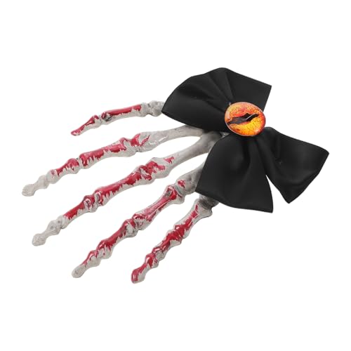 PartyKindom Halloween Haarspange Skelett Hand mit Schwarzer Schleife Auffälliger Gothic Haarklammer Clip Gruseliges Accessoire für Damen Kostüm Halloween Party Cosplay und Gothic Style von PartyKindom
