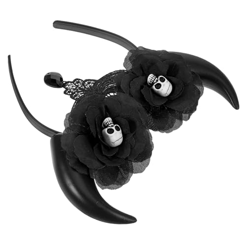 PartyKindom Stirnband Mit Totenkopf Und Teufelshörnern Für Halloween-kostüme Bequemes Horn-stirnband Aus Leichtem Material Vielseitig Für Partys Und Cosplay von PartyKindom