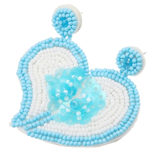 PartyKindom Handgefertigte Perlenohrringe Damen Herz Dangle Blumen Design Ohrringe für Strand Geburtstag Hochzeit Valentinstag von PartyKindom